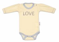 Baby Nellys Body dlouhý rukáv Love - žluté | Velikost koj. oblečení: 74 (6-9m)