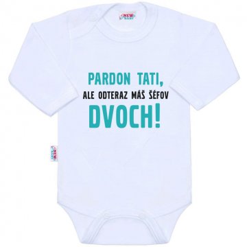 Body s potiskem New Baby Pardon tati,... máš šéfov dvoch! | Velikost: 86 (12-18m)